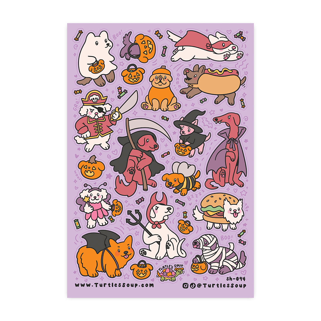 Halloween Puppy Costumes Glitter Sticker Sheet