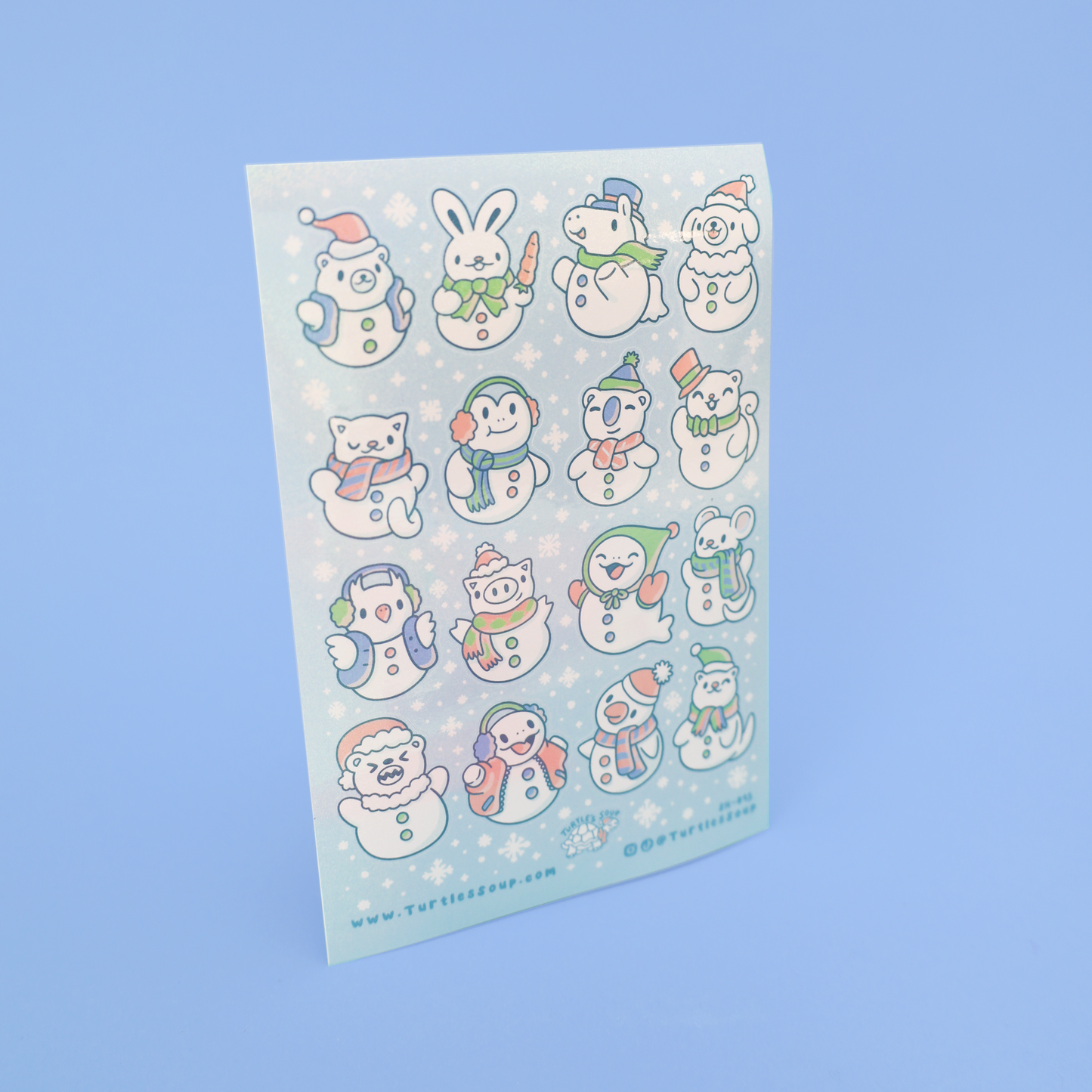 Cute Snowman Animals Winter Glitter Sticker Sheet