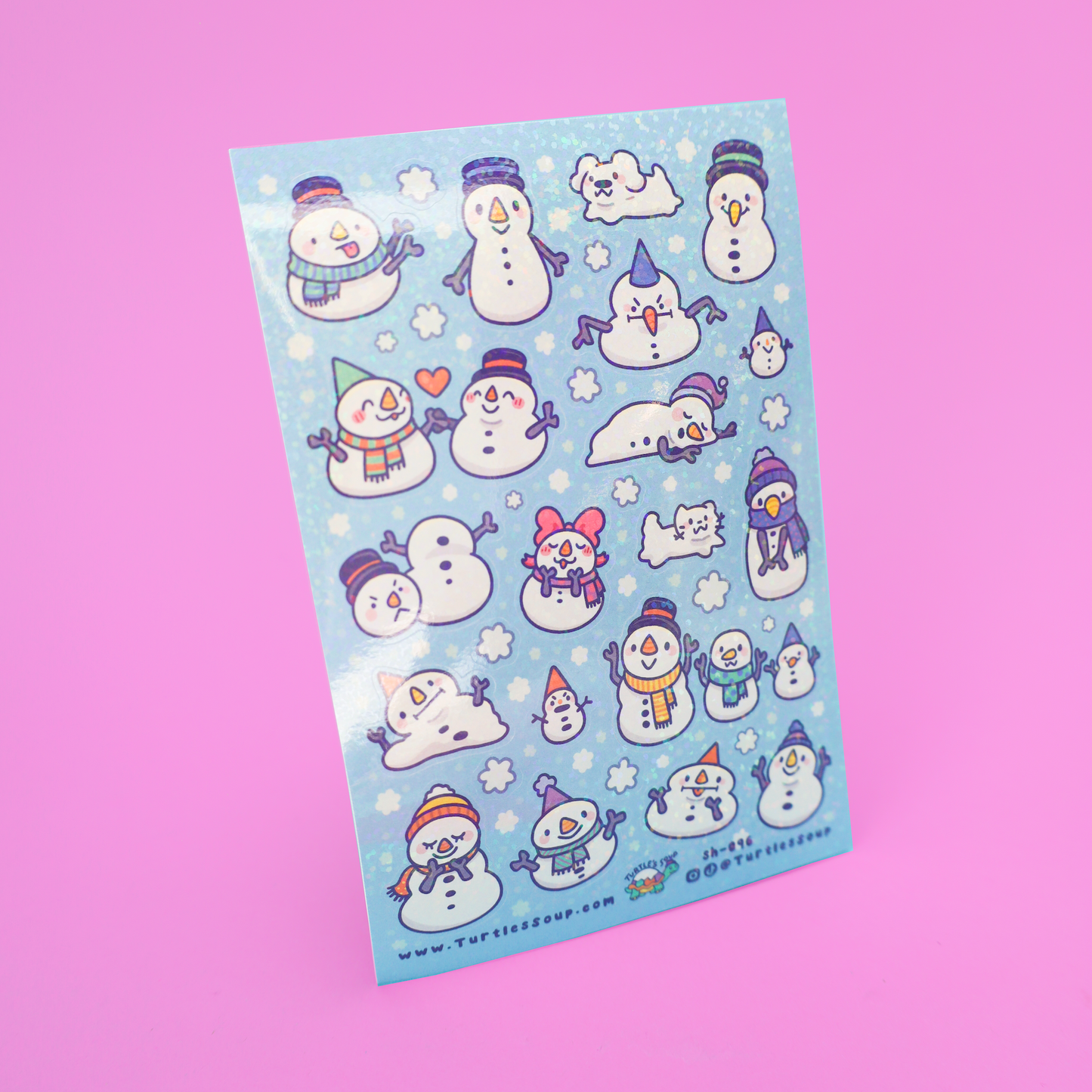 Little Snowmen Festive Winter Holiday Glitter Sticker Sheet
