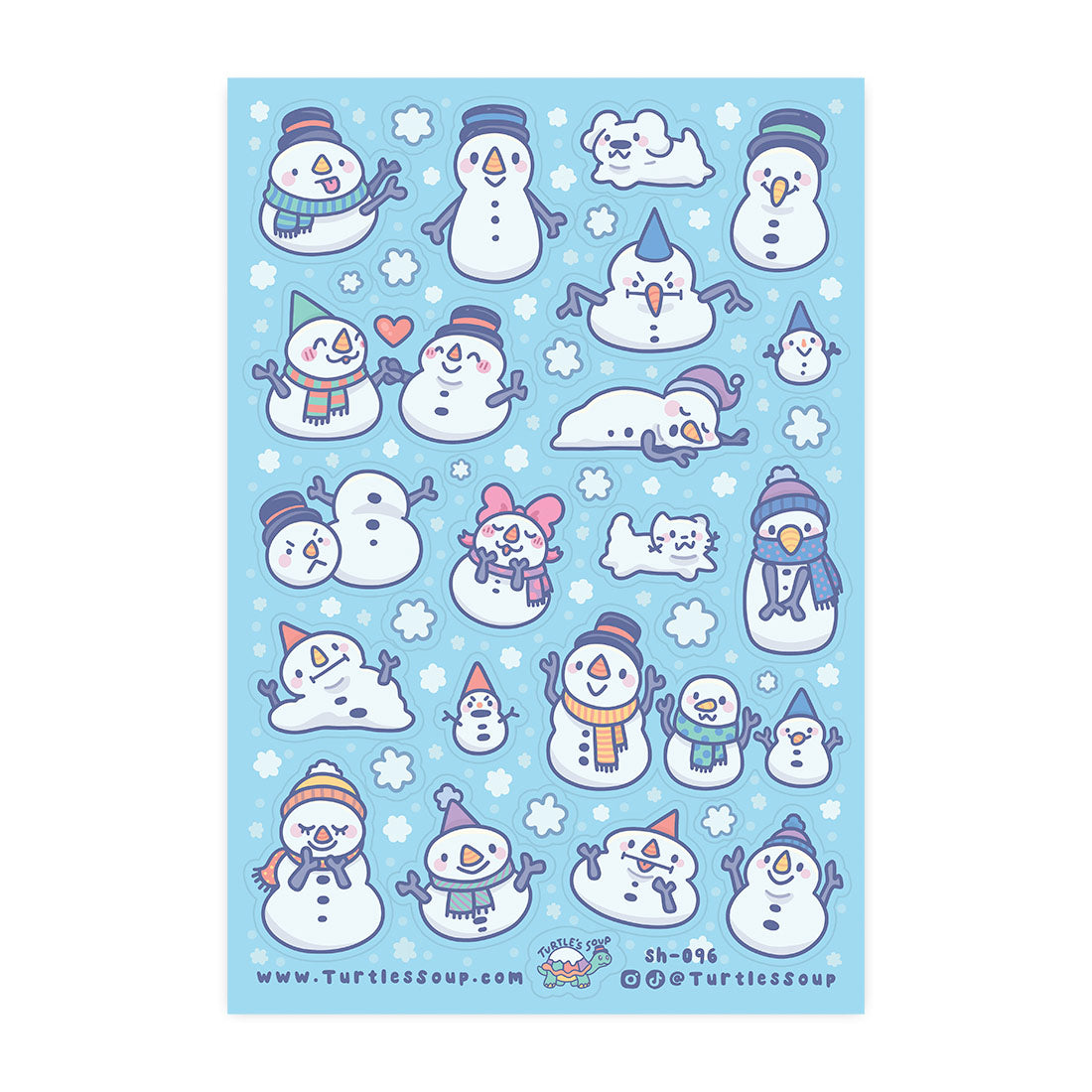 Little Snowmen Festive Winter Holiday Glitter Sticker Sheet