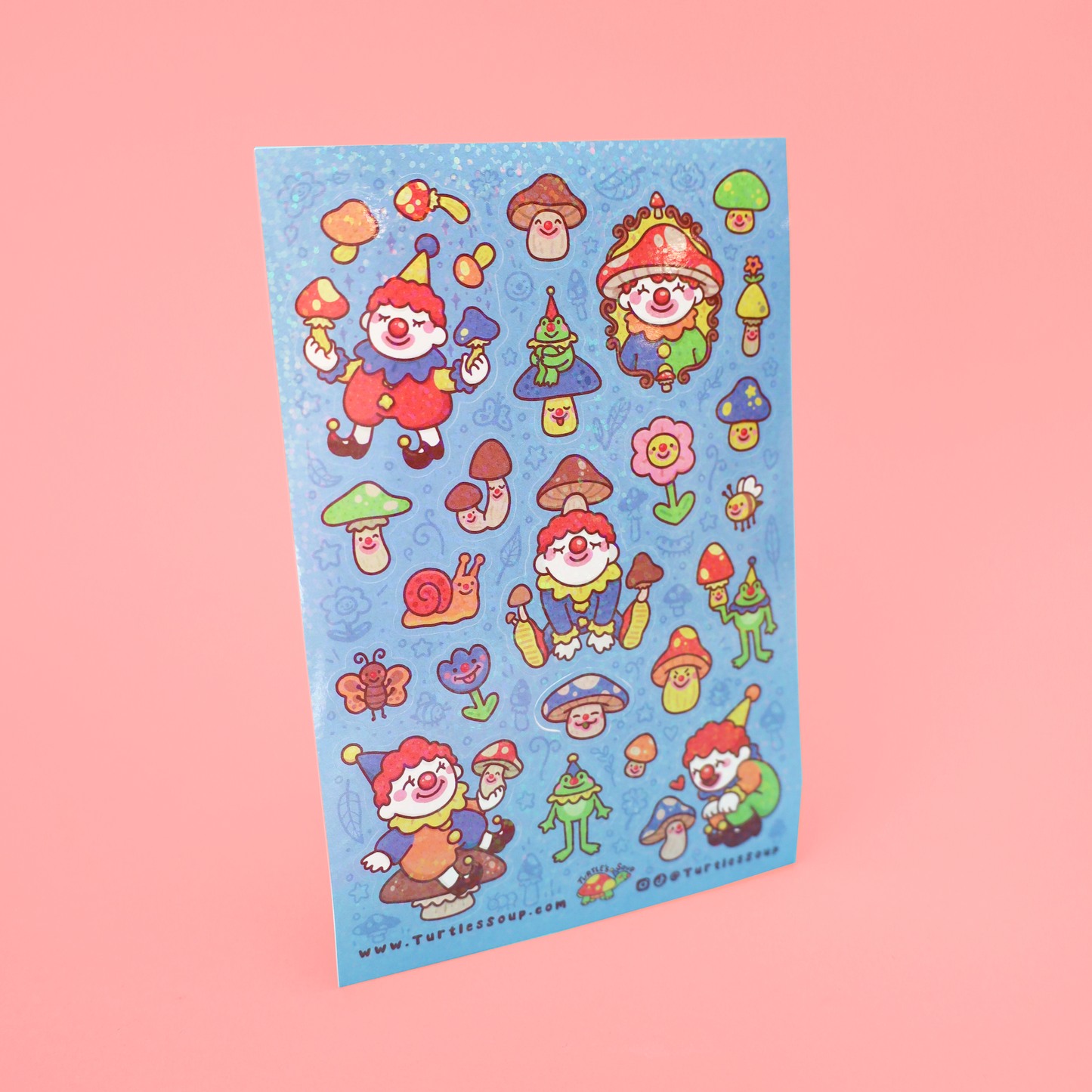 Mushrooms & Woodland Clowns Glitter Sticker Sheet