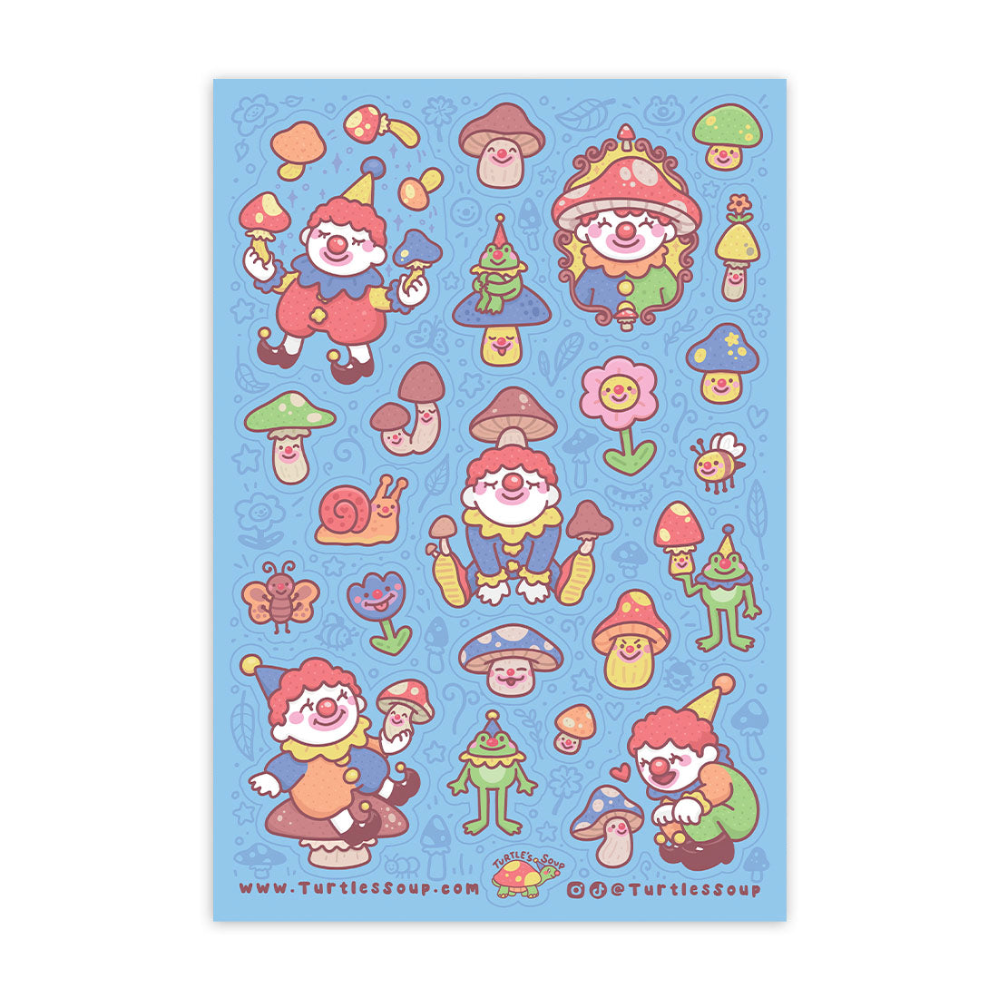 Mushrooms & Woodland Clowns Glitter Sticker Sheet