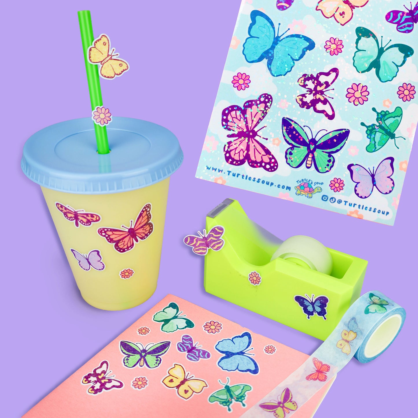Moths and Butterflies Glitter Vinyl Sticker Sheet