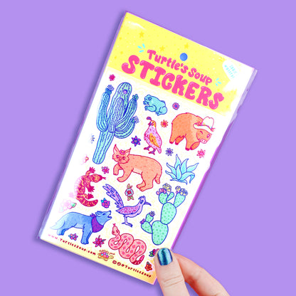 desert animals sticker sheet