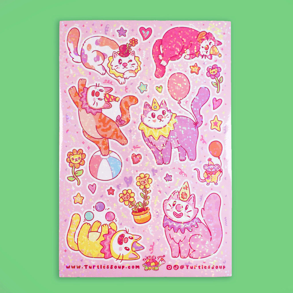 clown cats sticker sheet