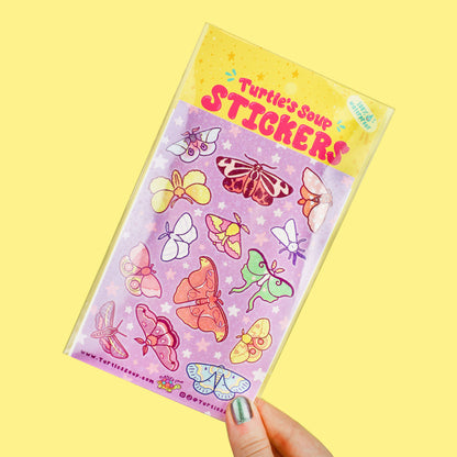 moonlight moths sticker sheet