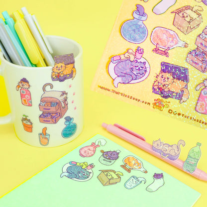 liquid cats sticker sheet