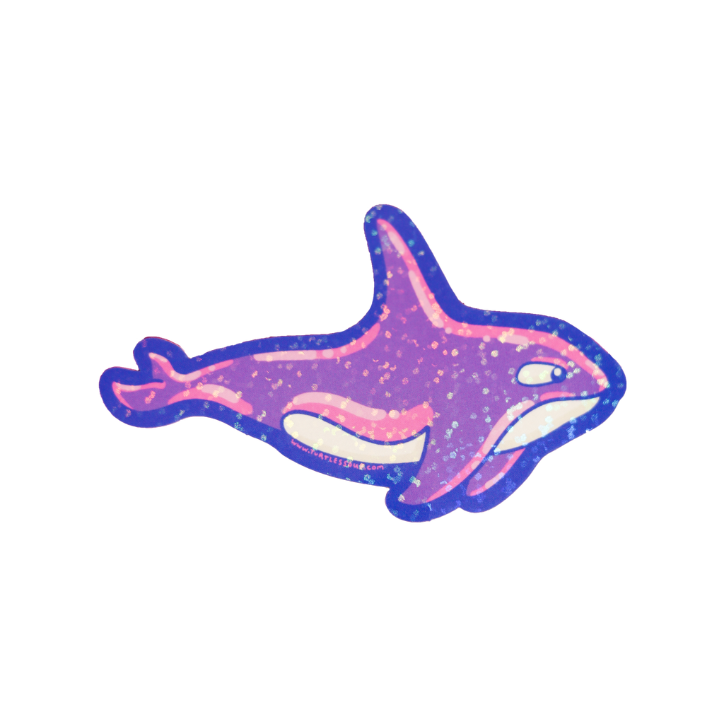 Purple Glitter Orca Whale Vinyl Sticker