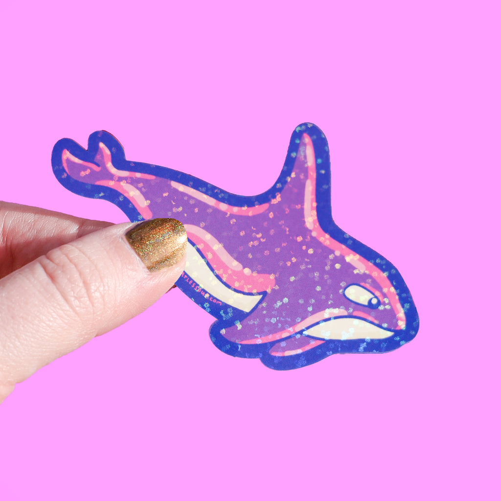 Purple Glitter Orca Whale Vinyl Sticker
