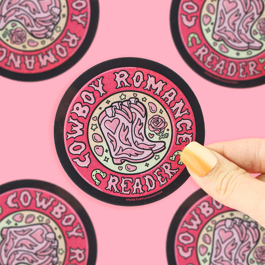 Cowboy Romance Reader Sparkly Vinyl Sticker