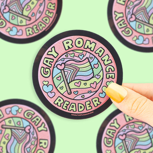 Gay Romance Reader Sparkly Vinyl Sticker