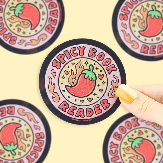 Spicy Books Reader Sparkly Vinyl Sticker