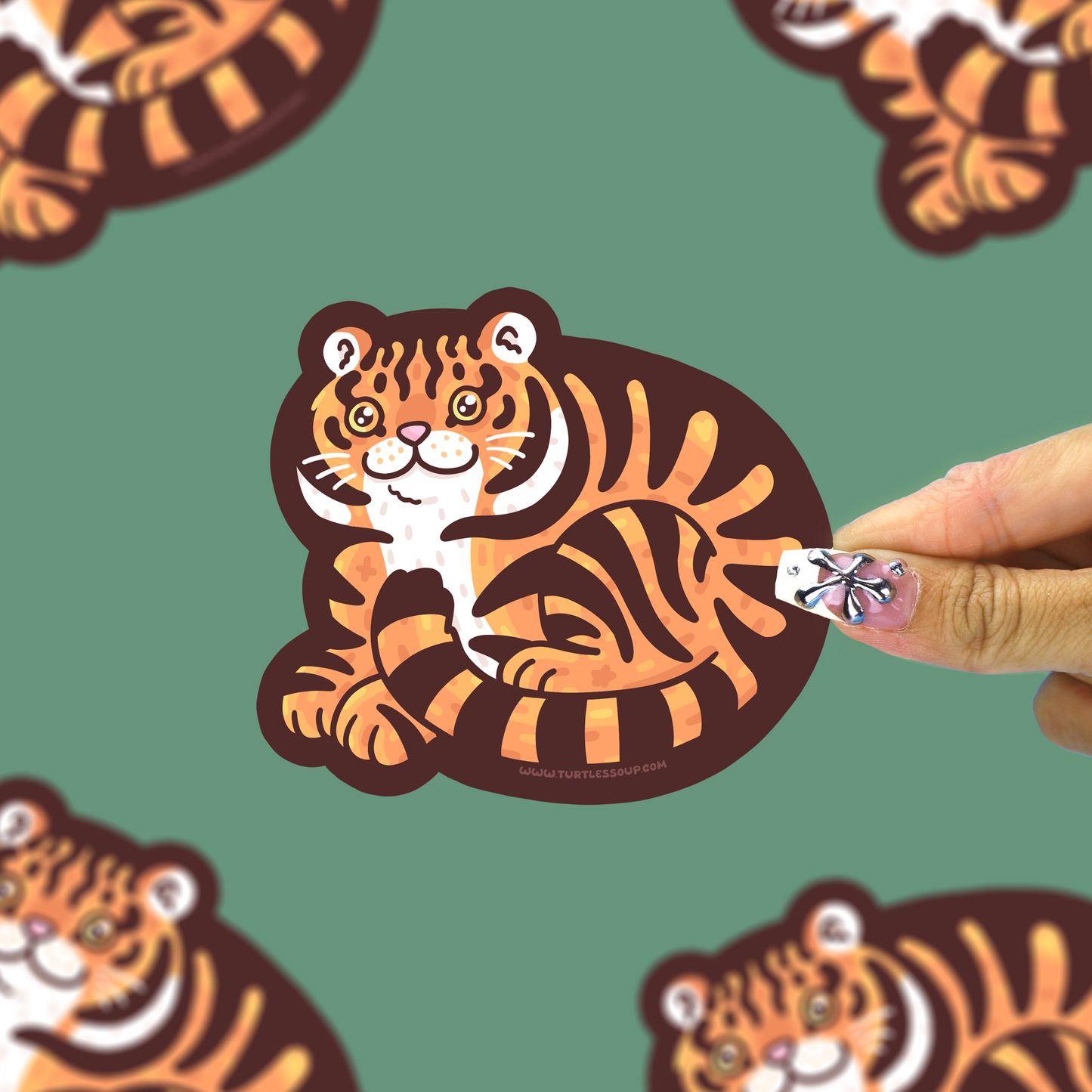 Cute Tiger Glitter Vinyl Sticker