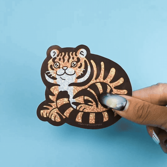 Cute Tiger Glitter Vinyl Sticker
