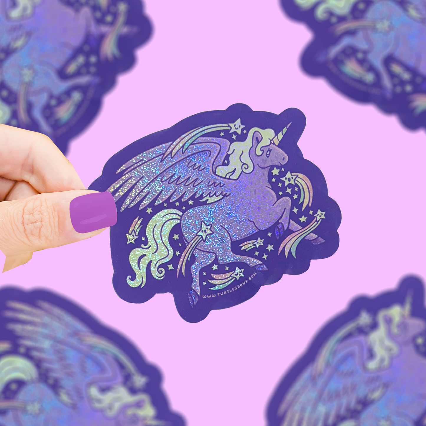 Glitter Pegasus Unicorn Vinyl Sticker
