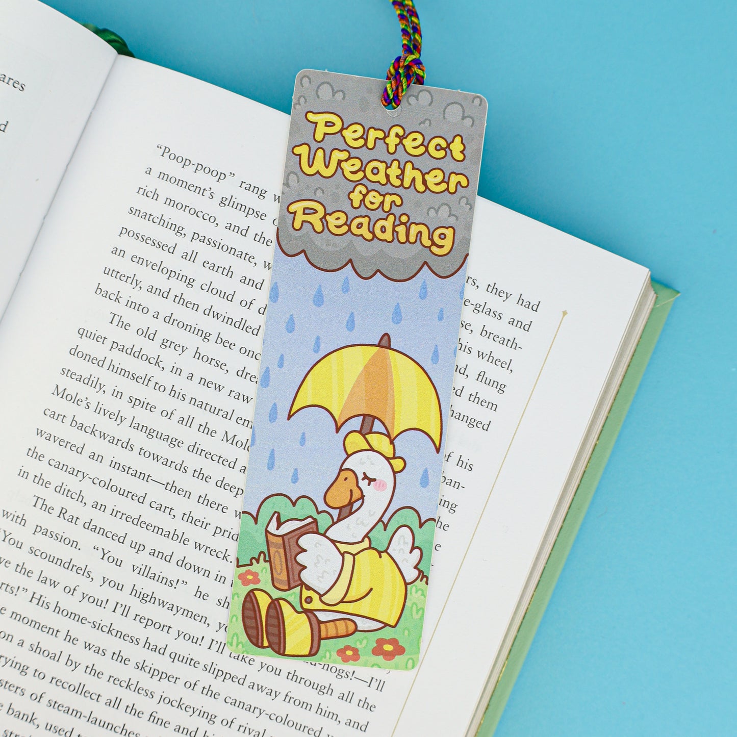 Rainy Day Reading Goose Bookmark With Tassel