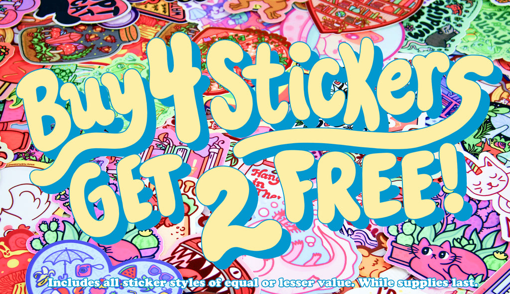 buy 4 stickers get 2 free at turtles soup!