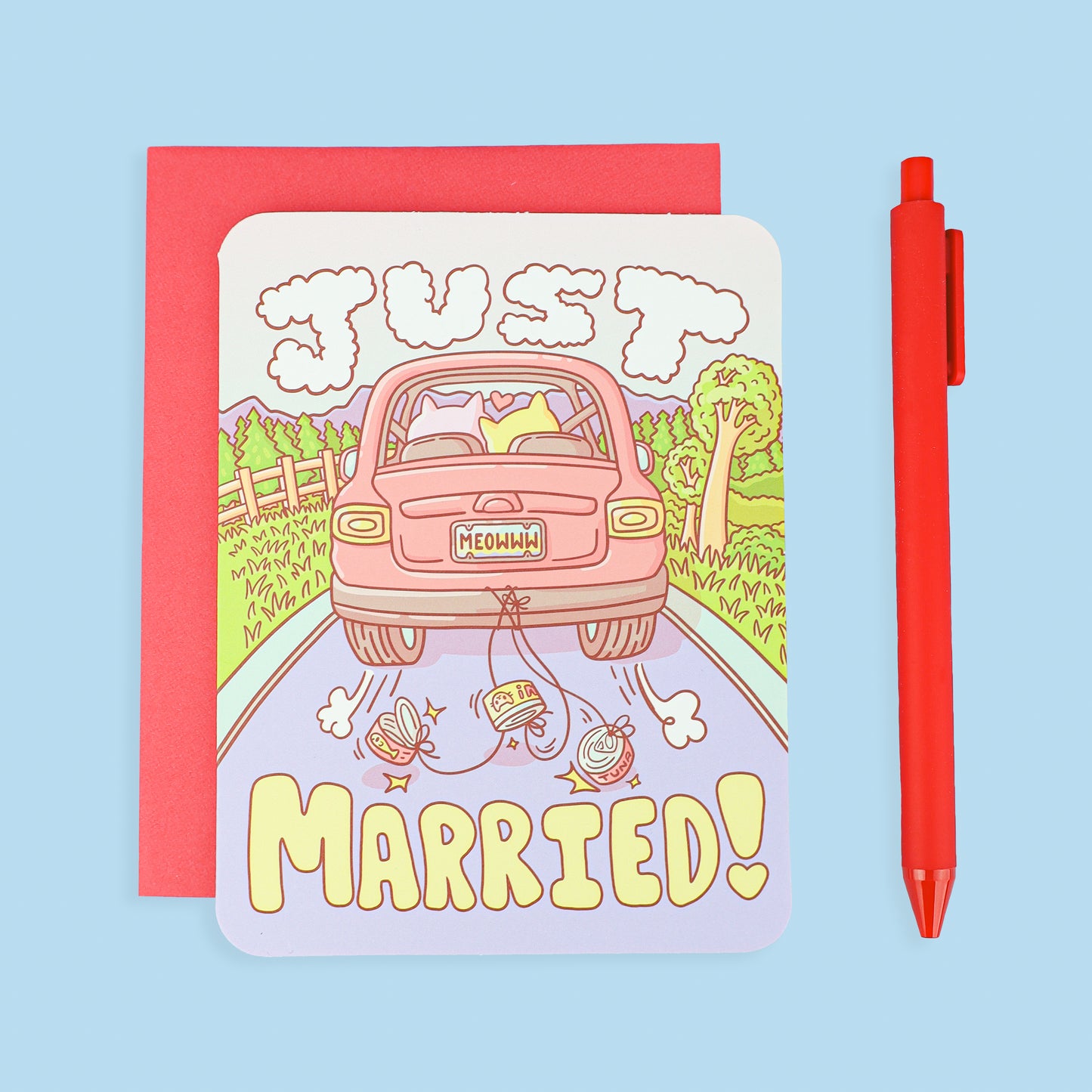 Just Married Kitties Wedding Card