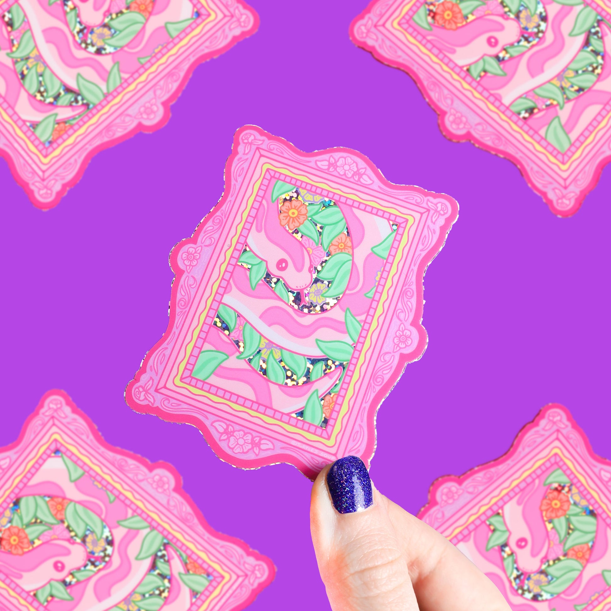 Pink Python Painting Glitter Vinyl Sticker – Turtle's Soup
