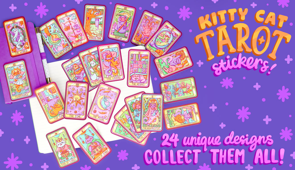 kitty tarot card stickers!