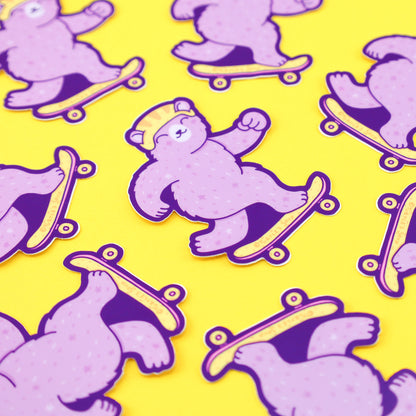 Athletic-Skateboarding-Bear-Cute-Sports-Animal-Sticker-By-Turtles-Soup-for-Waterbottle-Laptop