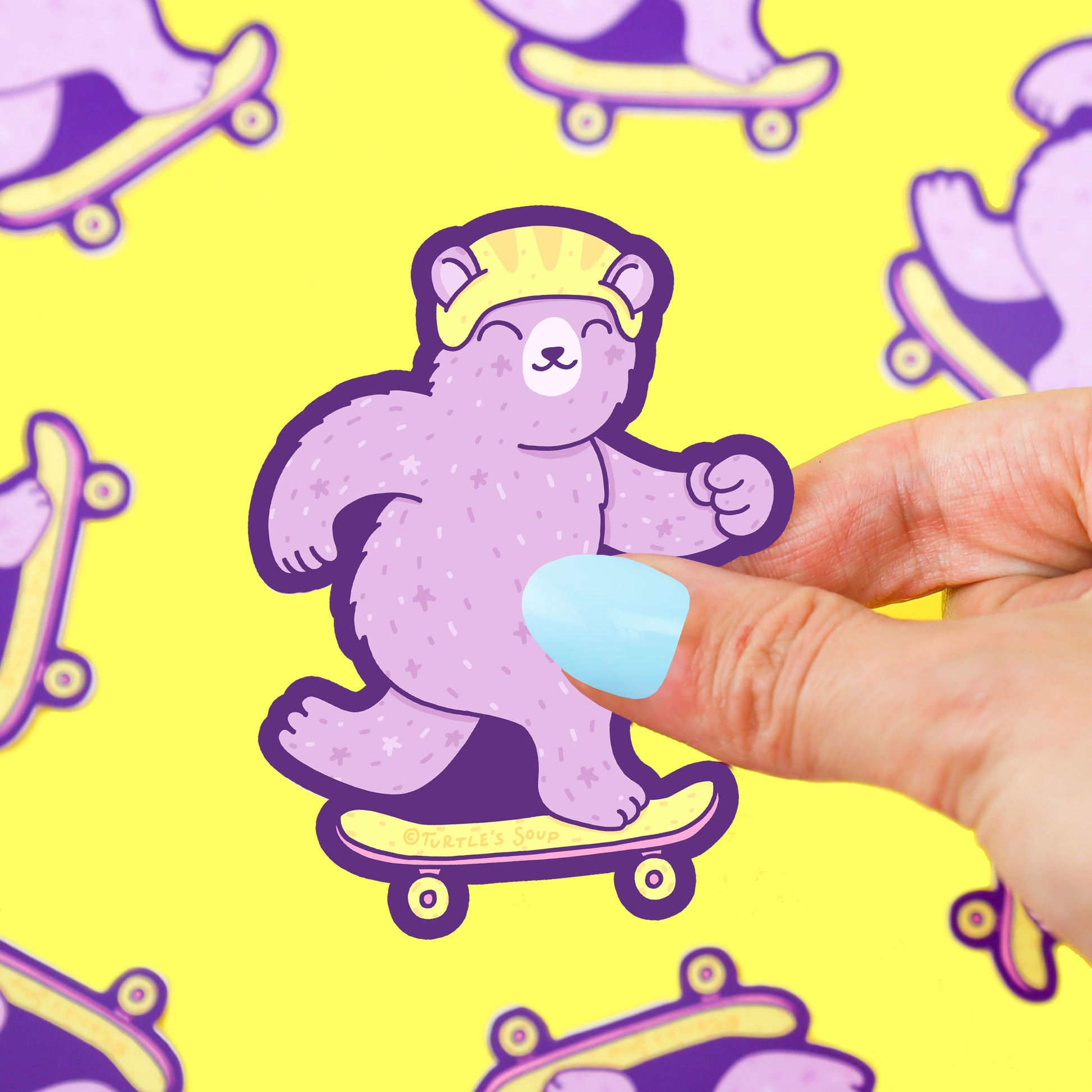 Athletic-Skateboarding-Bear-Cute-Sports-Animal-Sticker-By-Turtles-Soup-for-Waterbottle-Laptop