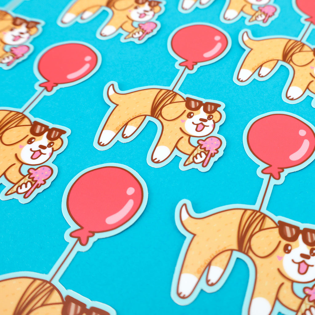 Balloon-Puppy-Dog-Vinyl-Sticker-Cute-Animal-Floating-Decal-For-Waterbottle-Laptop-Cute-Art-Adorable-Kids-Sticker-Waterproof-High-Quality-Stickers-by-Turtles-Soup