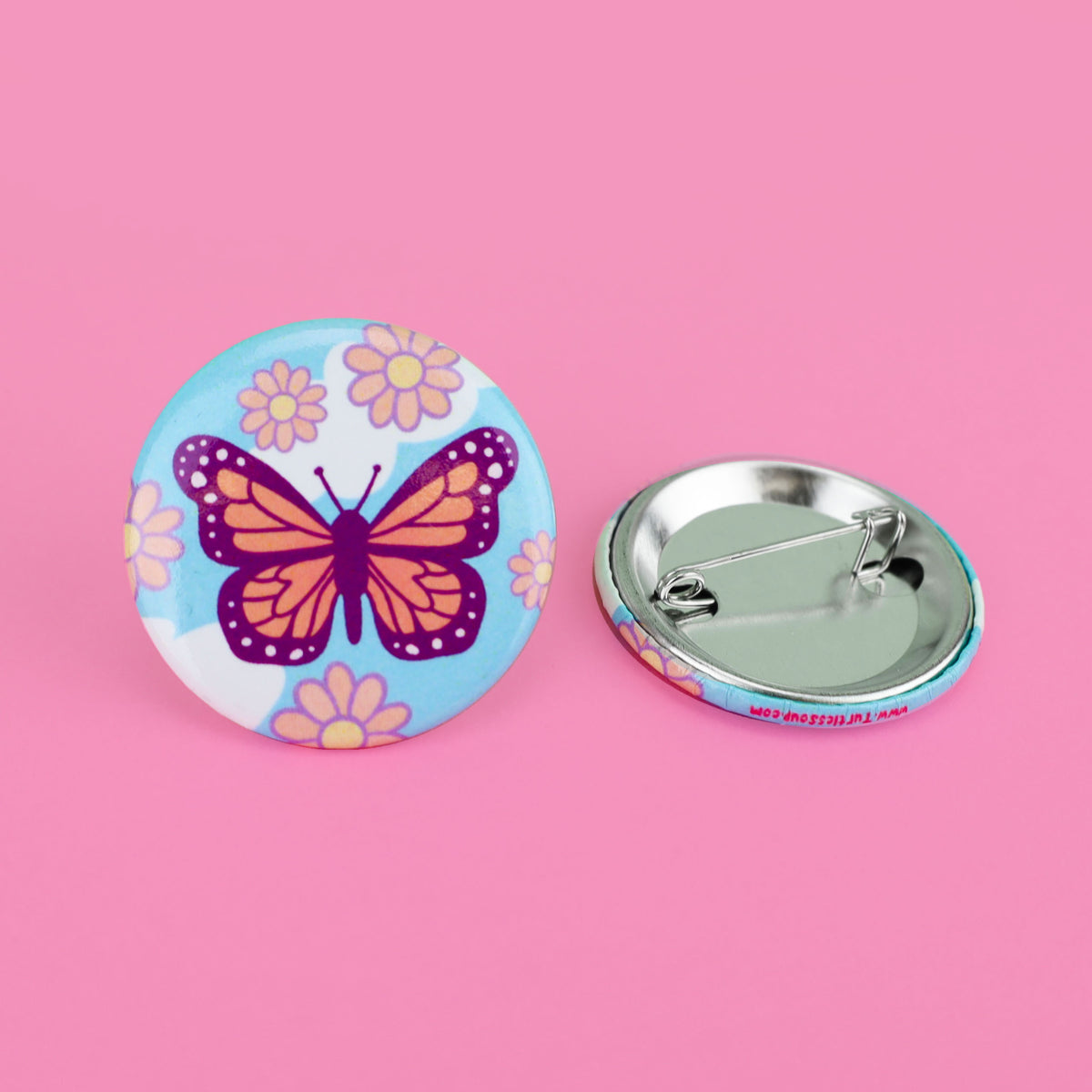 Butterfly Button Pin Monarch Butterfly Pinback Button – Turtle's Soup