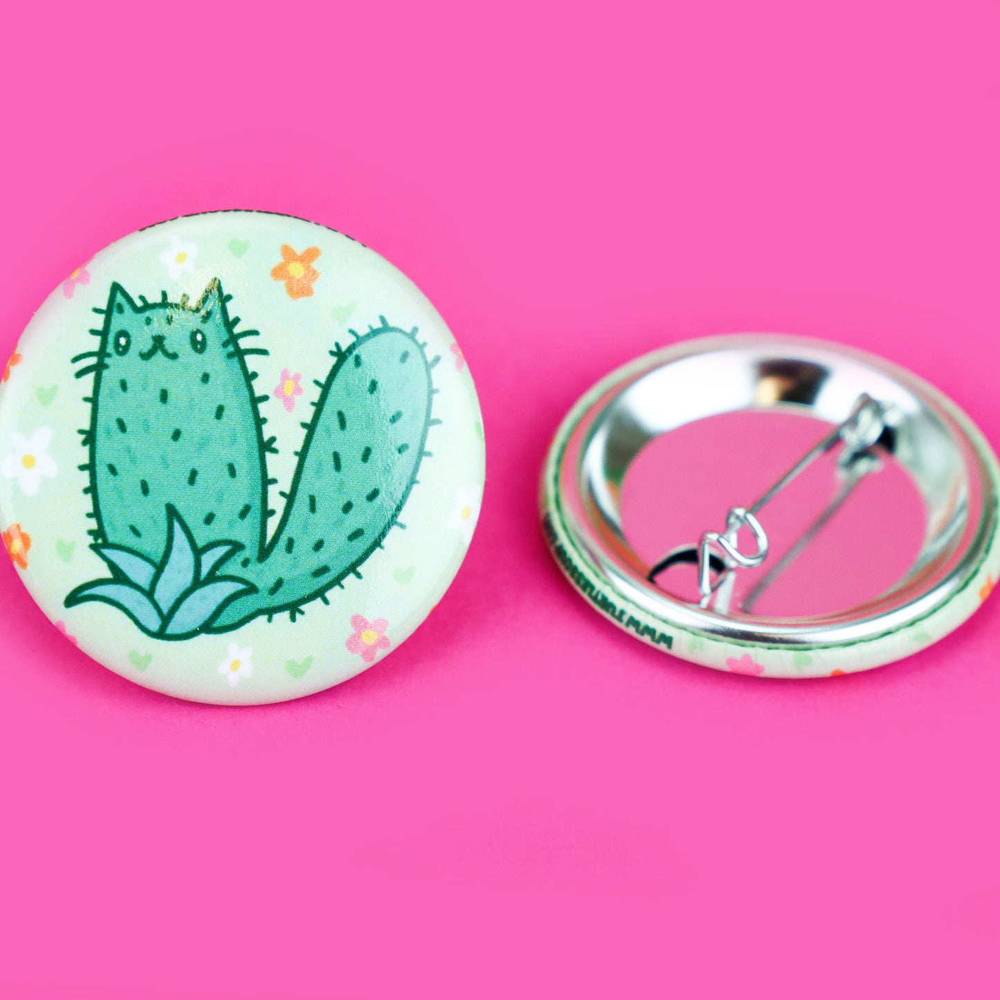 Cholla Cactus Cat Pinback Button