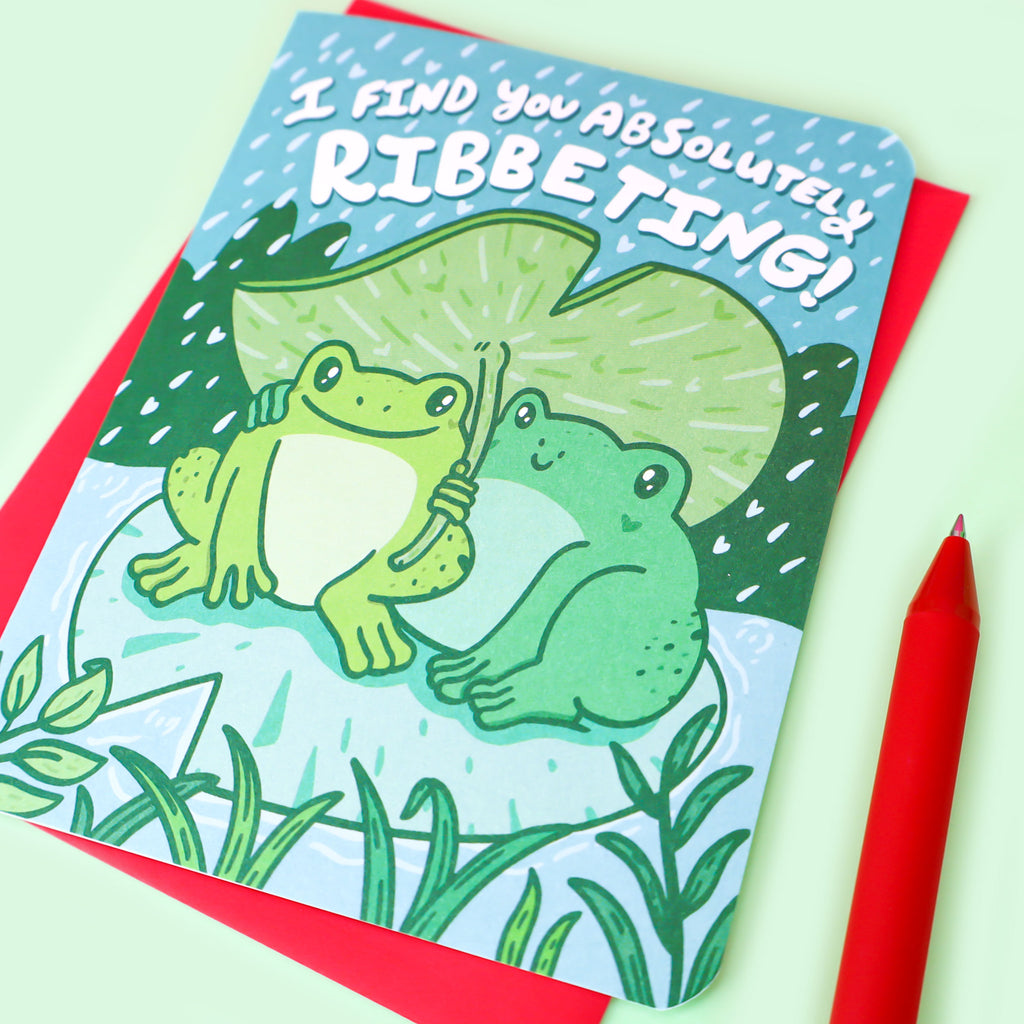Cute-Romantic-Frog-Love-Card-I-Find-You-Ribbeting-Adorable-Card-For-Anniversary-Cute-Valentine-Valentines-Day-Turtles-Soup-Card