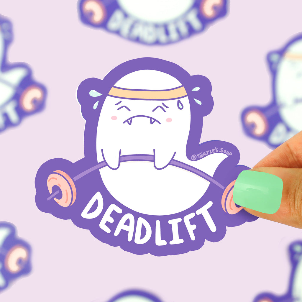 Deadlift-Fitness-Ghost-Sticker-Decal-for-Water-Bottle-Gym-Athletic-Spooky-Halloween-Sticker-Weightlifting-Funny-Waterproof-Sticker-by-Turtles-Soup