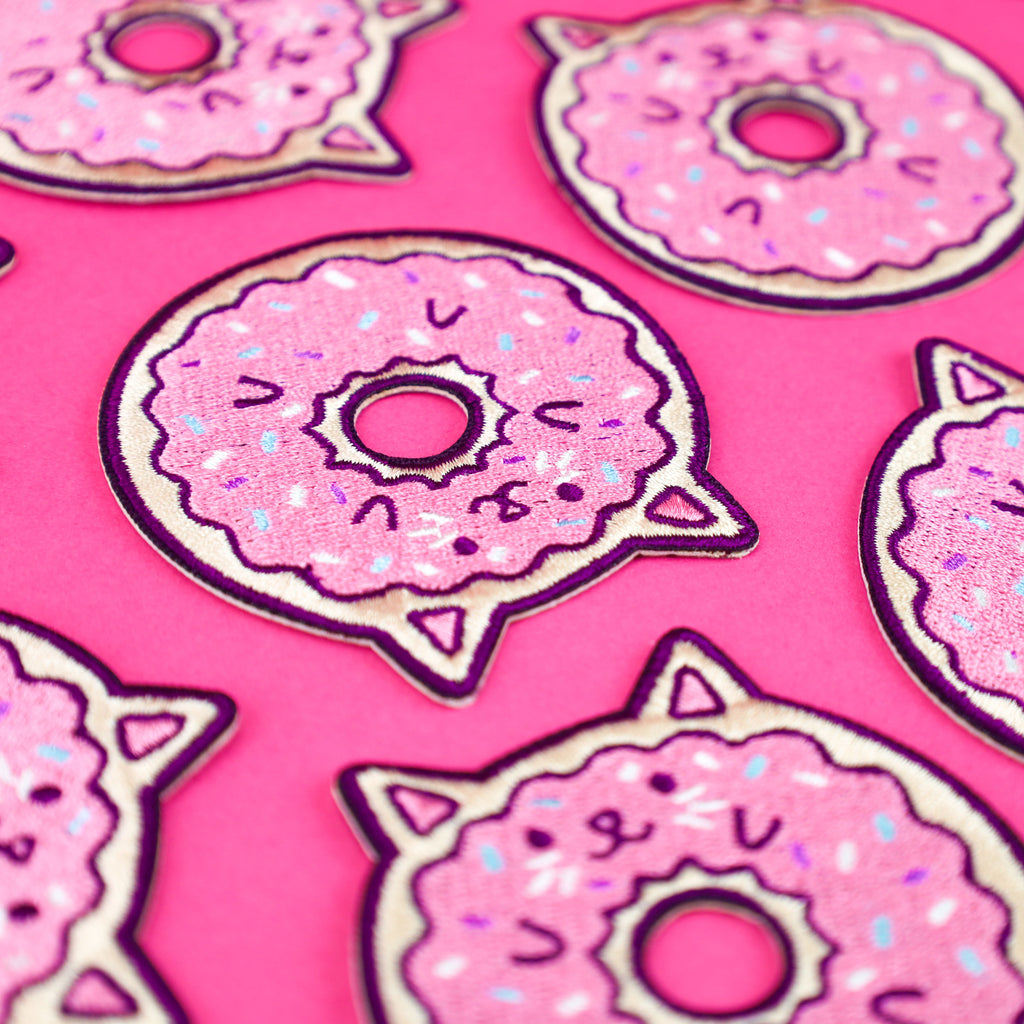Donut-Kitty-Cat-Embroidered-Patch-Strawberry-Doughnut-Iron-On-Backpack-Patch-Turtles-Soup-Cute-Sprinkles