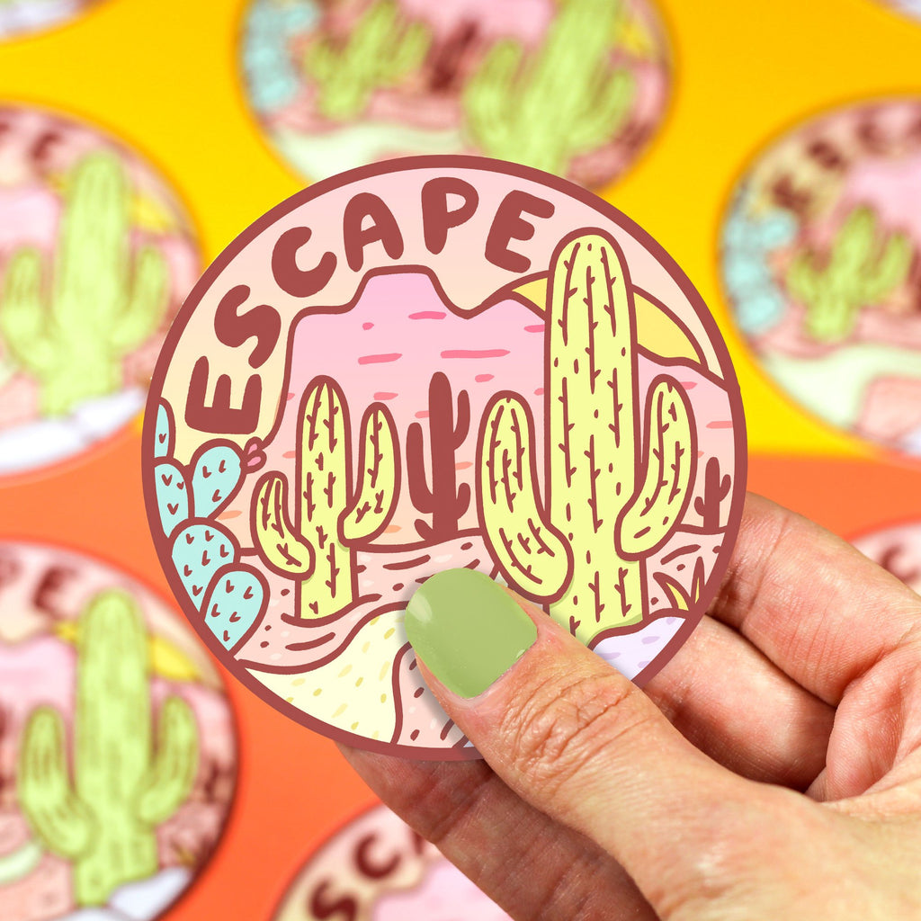 Escape-Outdoorsy-Hike-Hiking-Desert-Cactus-Vinyl-Sticker