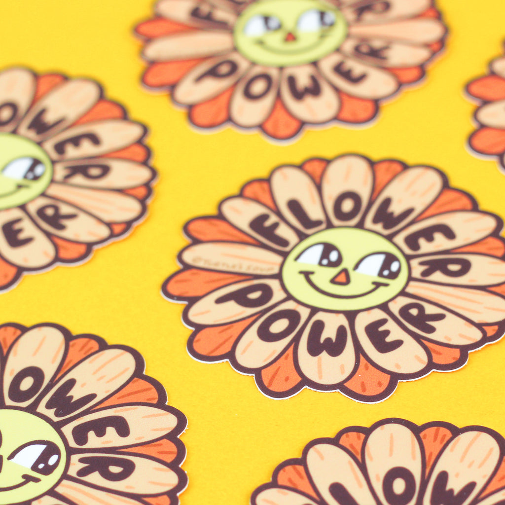 Retro Flower Power Sticker, Hippie, Groovy 70's Style Sticker, for Phone, Laptop, Water Bottle, Weatherproof Decal, Plant Mom, Daisy