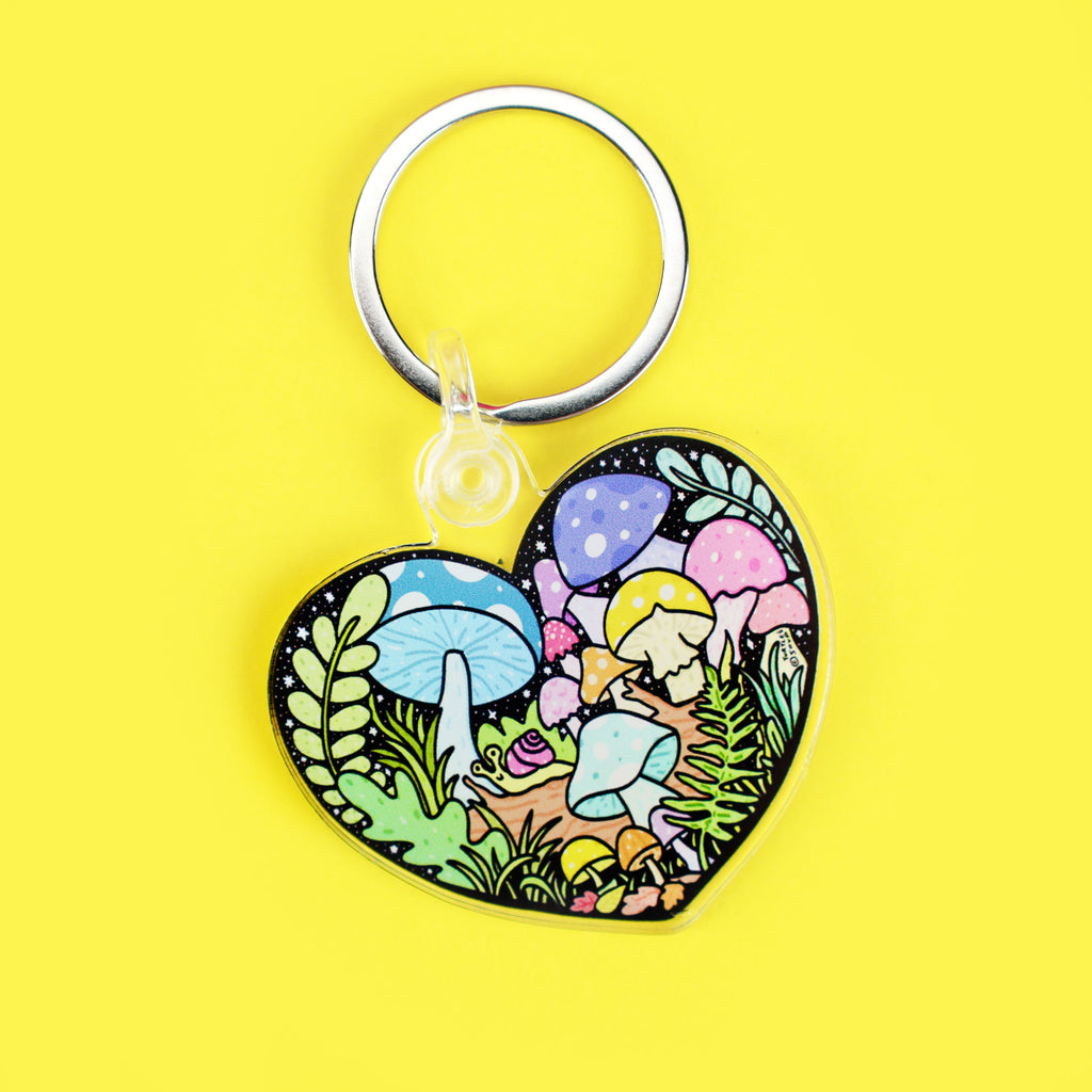 Forest-Heart-Keychain-Acrylic-Turtles-Soup