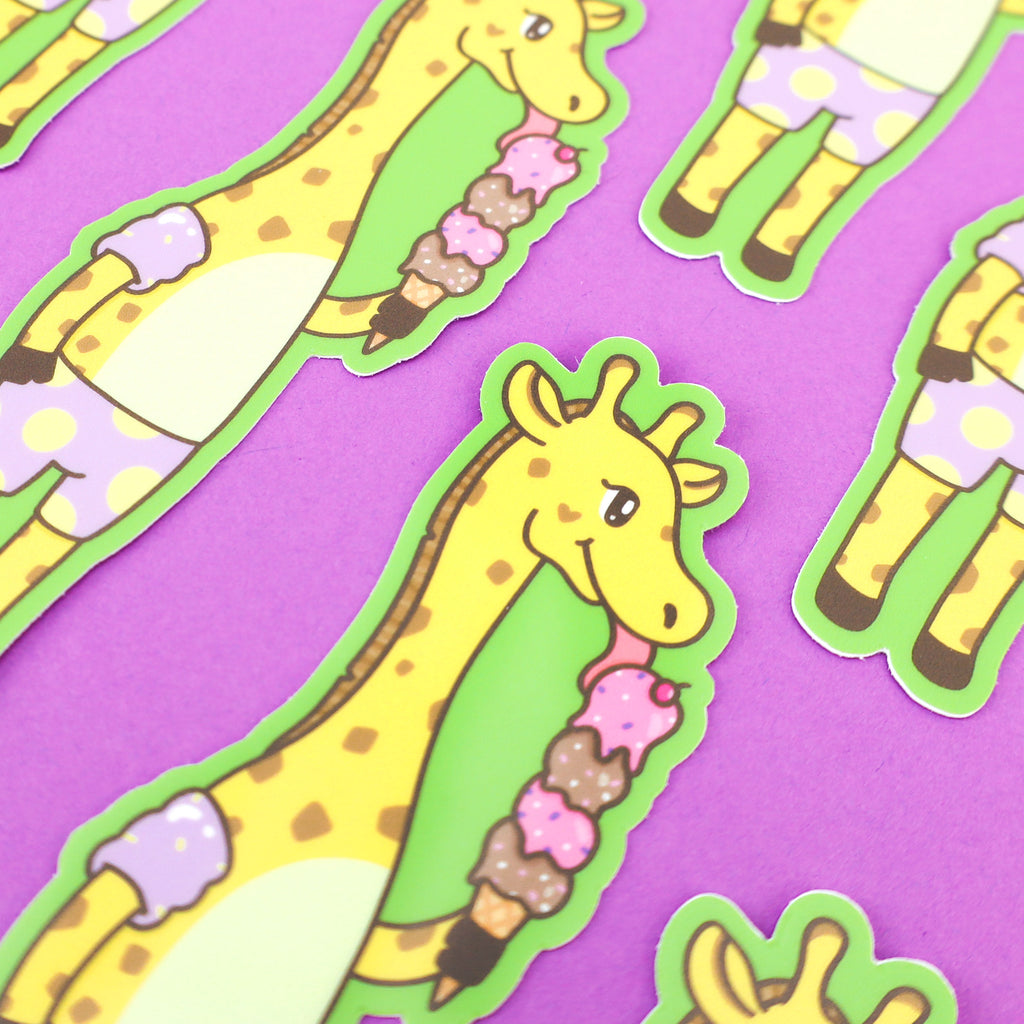 Giraffe-Vinyl-Sticker-Cute-Ice-Cream-Decal-Zoo-Animal-Beach-Adorable-Art-Childrens-Stickers-for-Waterbottle-Laptop-Waterproof-High-Quality-Turtles-Soup