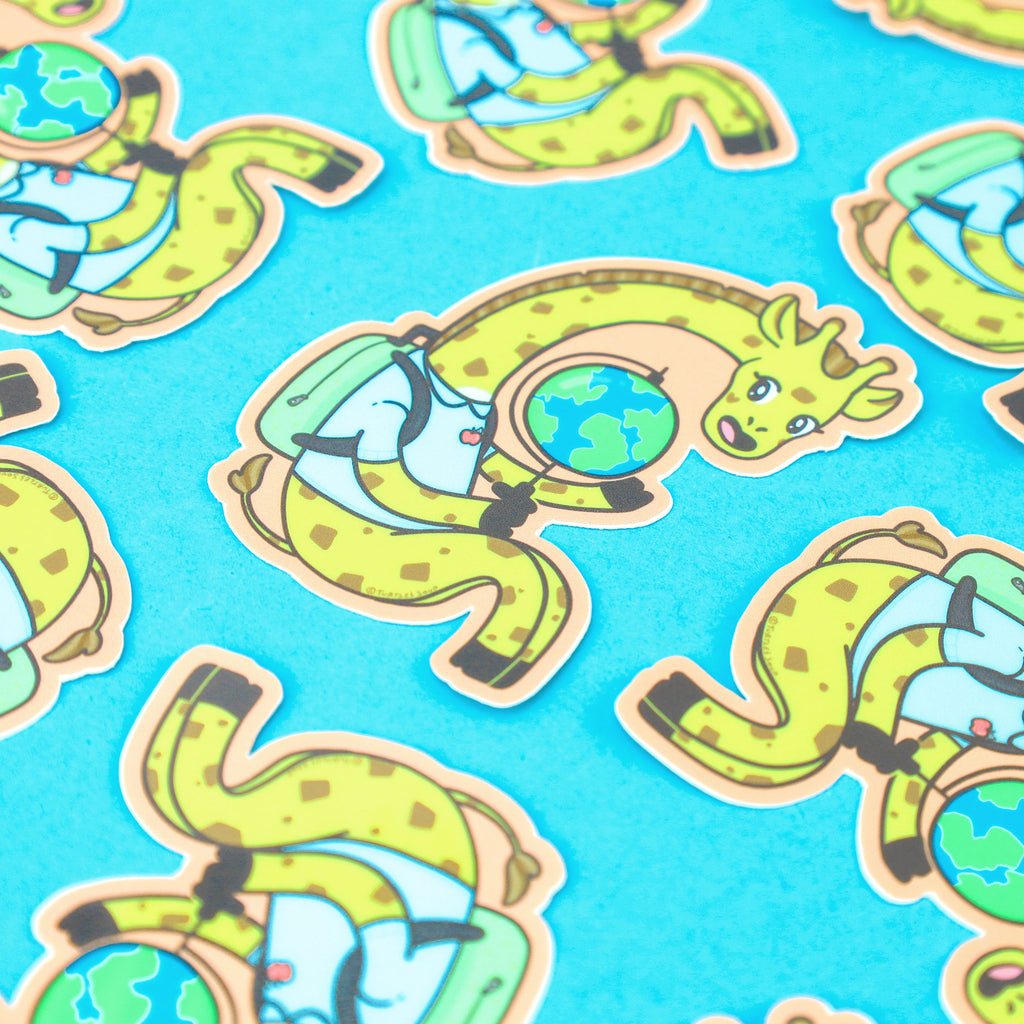 Giraffe-World-VInyl-Sticker-Cute-Sticker-Art-Funny-Design-By-Turtles-Soup-Artsy