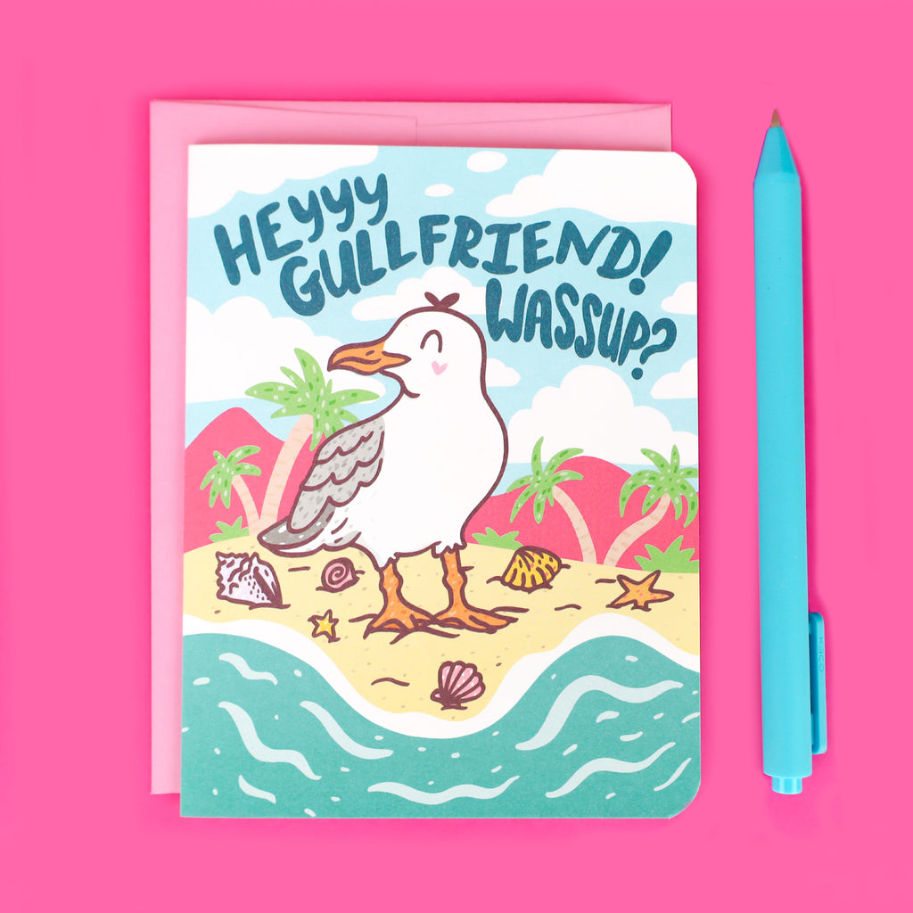 Girlfriend-Hey-Gullfriend-Seagull-Pun-Best-Friend-Thinking-of-You-Friendship-Birthday-Card-Whats-Up-Turtles-Soup-Card
