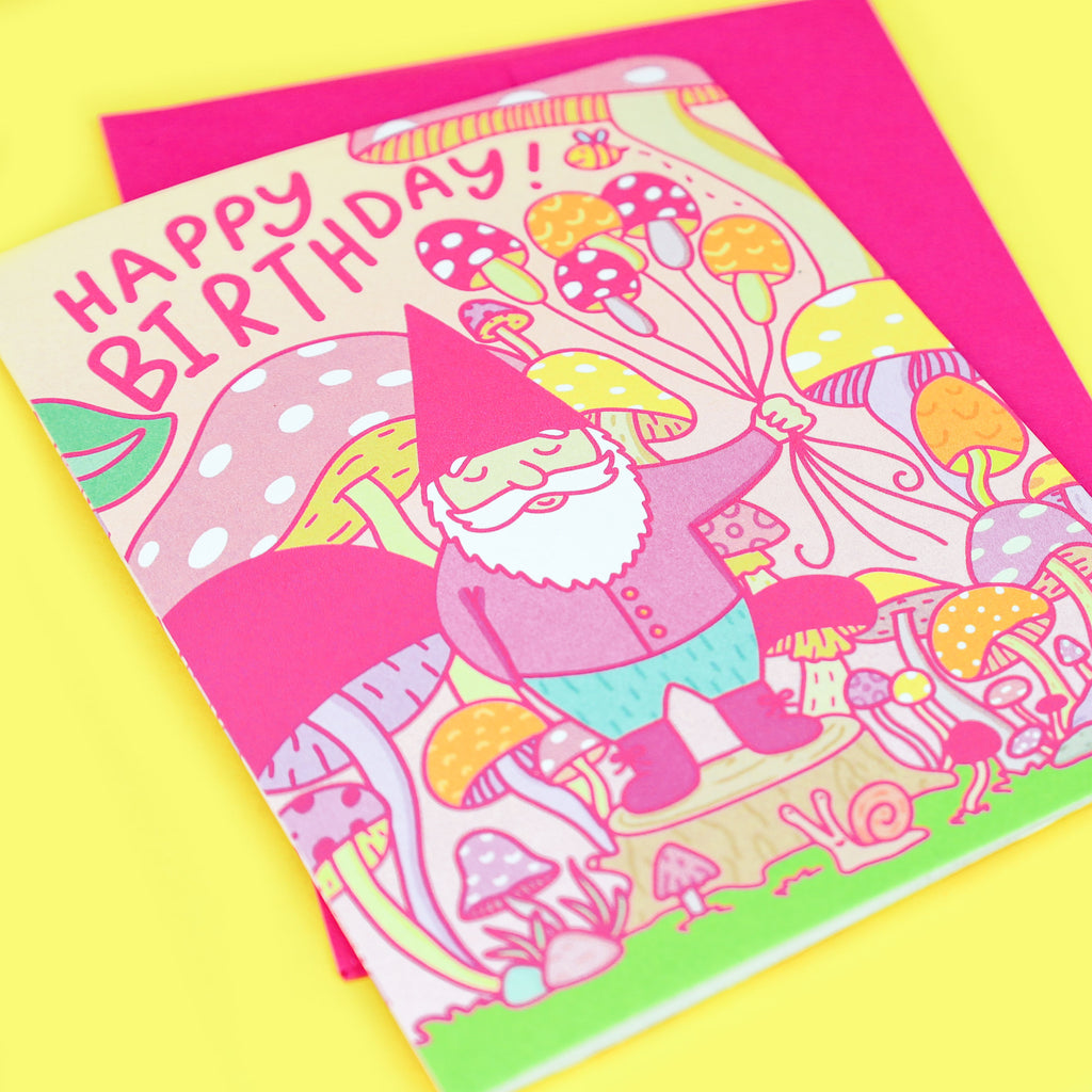 Gnome Birthday Card, Mushroom Birthday Card, Plant Mom Card, Forest Birthday, Woodland, Spring Time, Gardening Card, Mushroom Card, Gnome