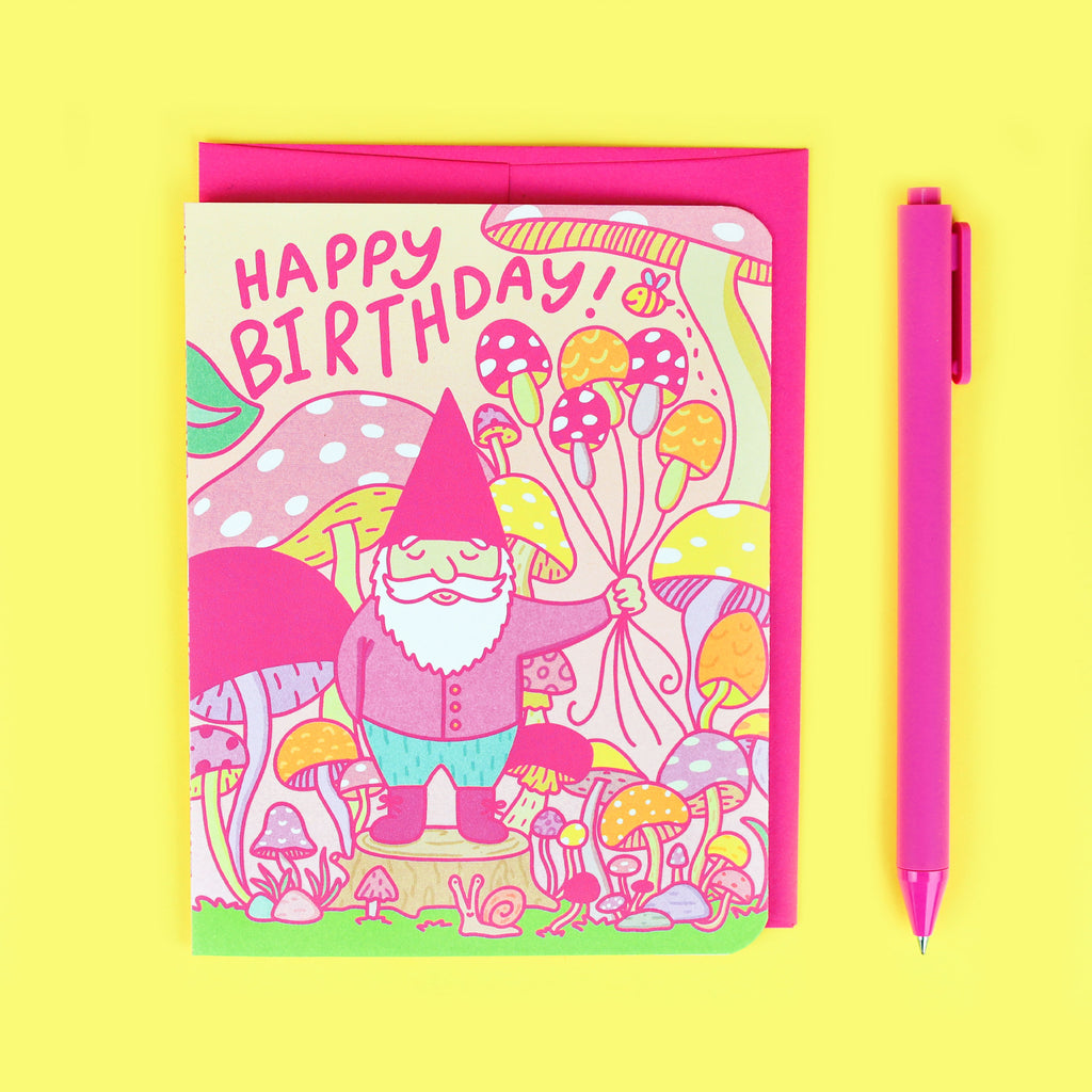 Gnome Birthday Card, Mushroom Birthday Card, Plant Mom Card, Forest Birthday, Woodland, Spring Time, Gardening Card, Mushroom Card, Gnome