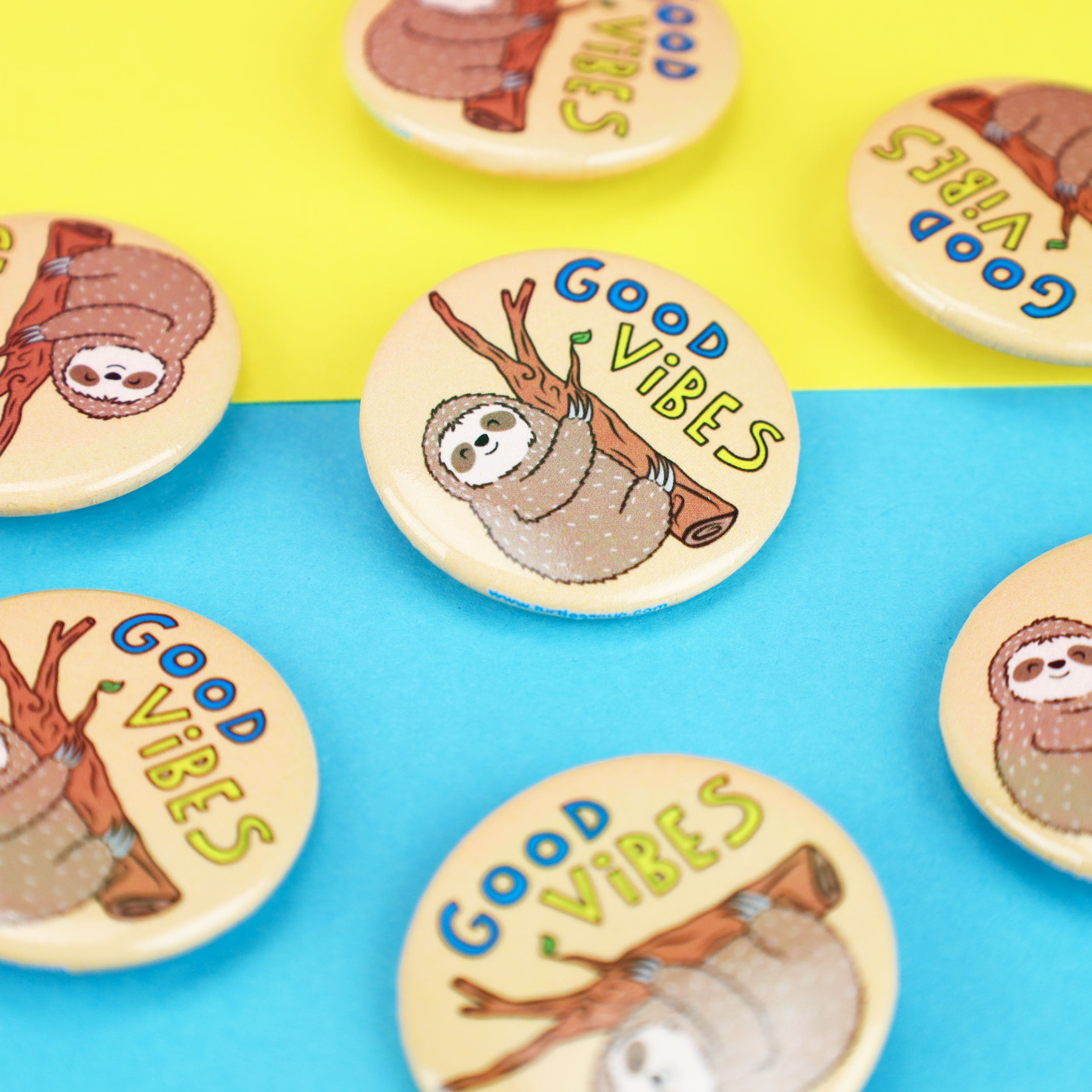 Good Vibes Sloth Pinback Button – Turtle's Soup