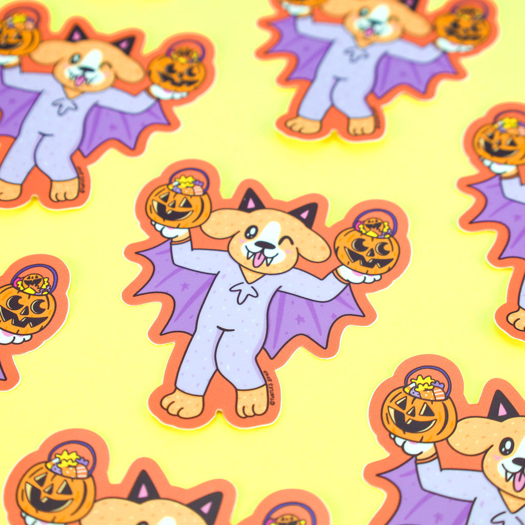 Halloween-Puppy-Vampire-Bat-Halloween-Buddies-Vinyl-Sticker-Cute-Dog-Costume-Decal
