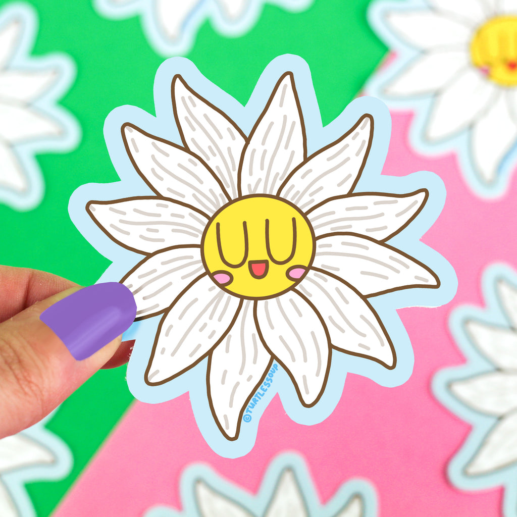 White Daisy Sticker, Flower, Laptop Stickers