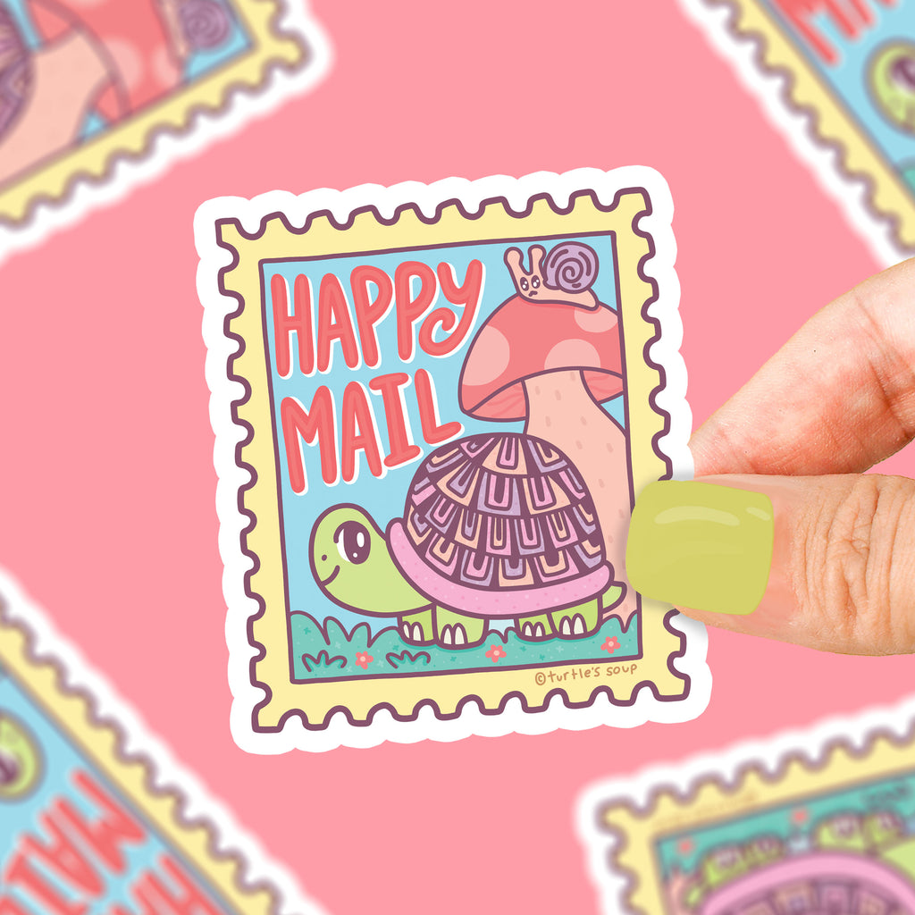    Happy-Mail-Stamp-Vinyl-Sticker-Cute-Snail-Mail-Sticker-for-Journal-Pen-Pal-Decal