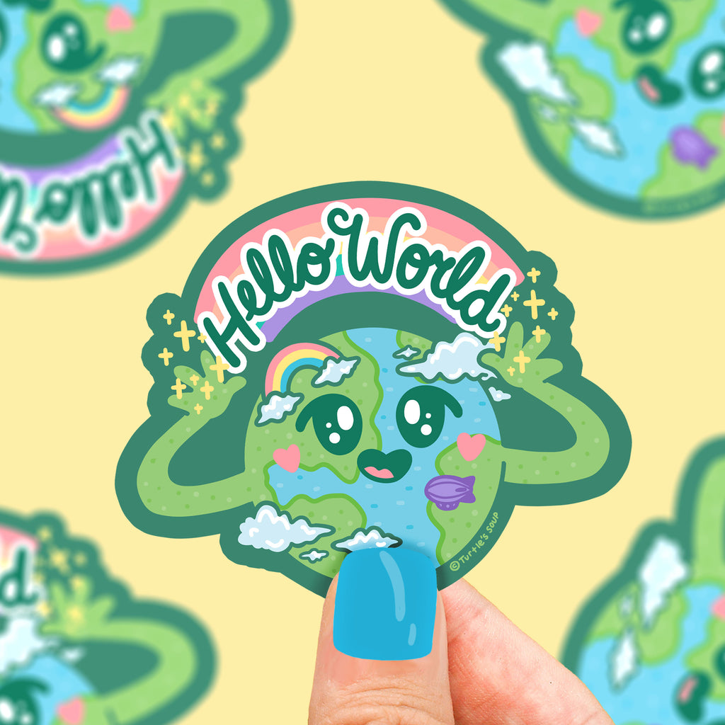 Hello-World-Cute-Globe-Sticker-Adorable-Decal-Earth-Planet-Sticker-for-Water-Bottle-Laptop-Phone-Journal-Sticker
