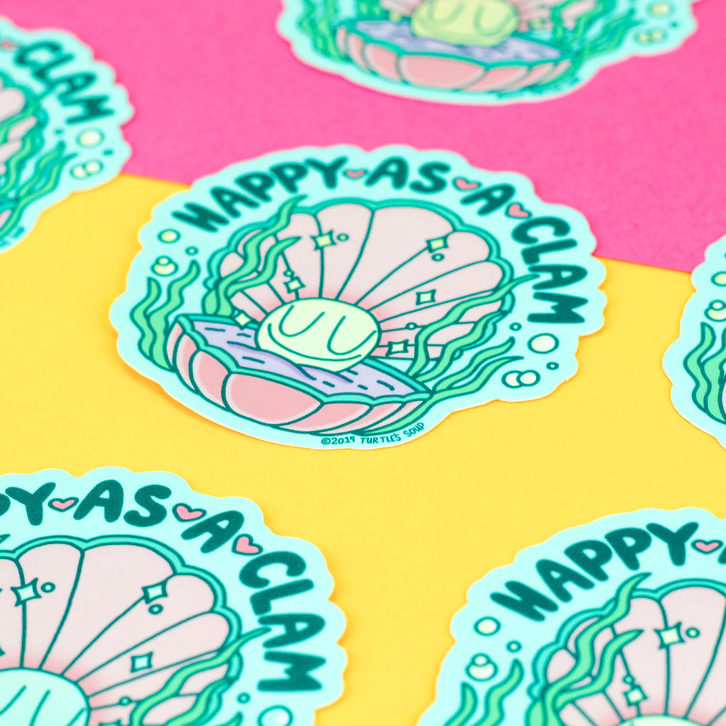 happy-clam-holo-vinyl-sticker-foil-shiny-sea-art