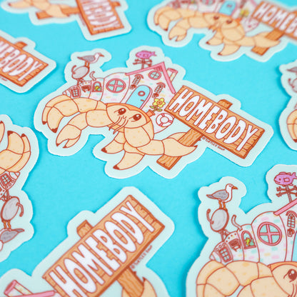 Introvert, Homebody Hermit Crab, Kawaii, Cute Hermit Sticker, Crab Sticker, Stay Home Sticker, Self Isolation Sticker