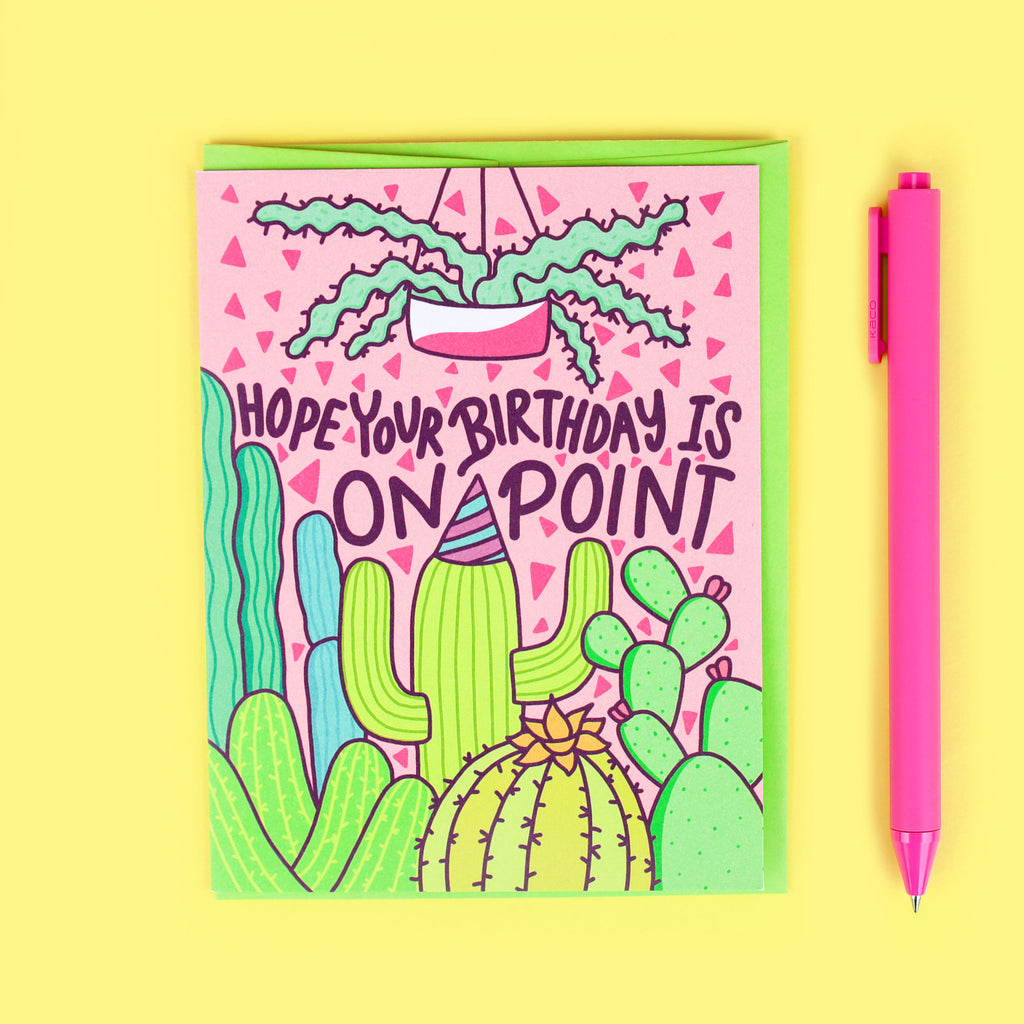 Cactus Birthday Card, Funny Birthday Card, Cacti Bday Card, On Point, Birthday Succulent Card, Greeting Card, Southwest Turtle's Soup
