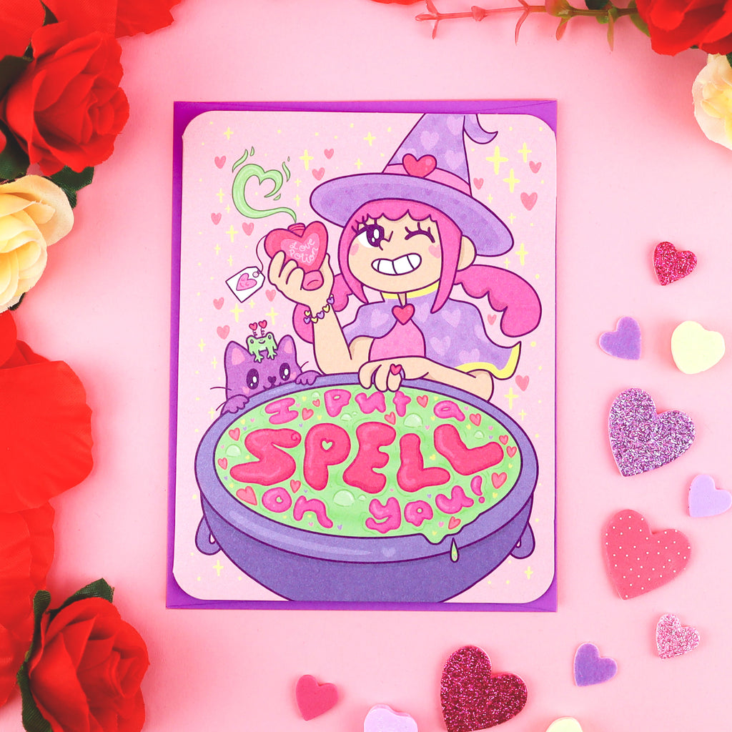 I-Put-a-Spell-On-You-witchy-love-card-cute-valentines-day-card-anniversary-witchcraft-card-funny-cauldron-card-witches-brew-card-by-turtles-soup-Cute