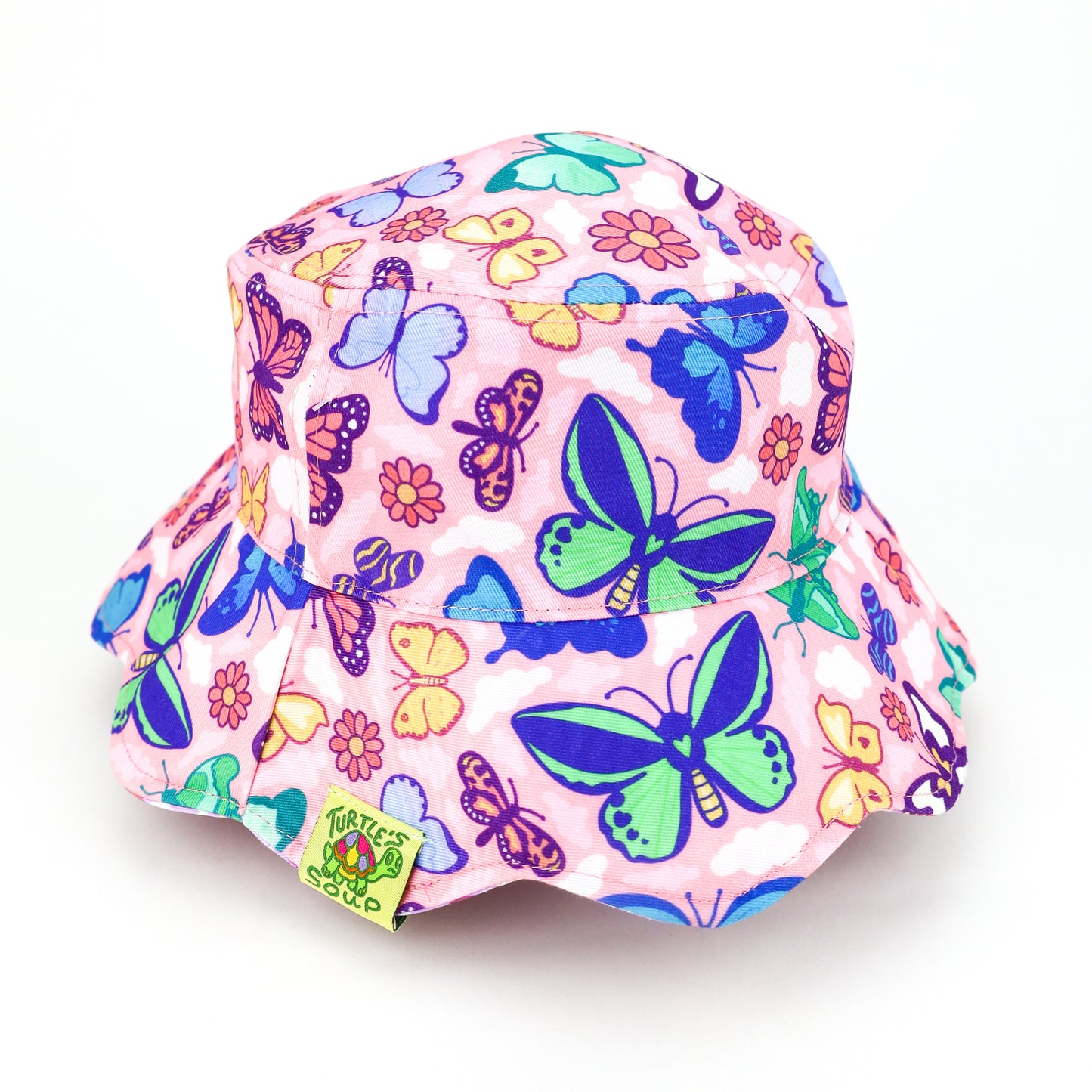 Whimsical Adult Reversible Butterfly and Moth Bucket Hat Spring Fashion